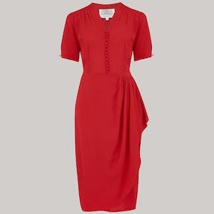 Mabel Dress in Lipstick Red | Vintage 1940s Style Women's Dress | The Seamstress of Bloomsbury
