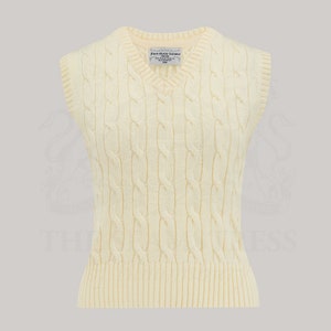 Cable Knit Slipover in Cream by The Seamstress of Bloomsbury | Authentic Vintage 1940's Style