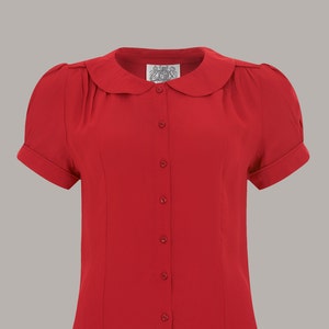 Jive Blouse in Lipstick Red | Vintage 1940s Style Women&#39;s Blouse | The Seamstress of Bloomsbury