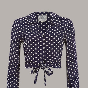 Clarice Blouse in Navy Polka | Vintage 1940s Style Women's Blouse | The Seamstress of Bloomsbury
