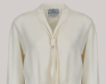 Bonnie Blouse Long Sleeve in Cream by The Seamstress of Bloomsbury | Authentic Vintage 1940's Style