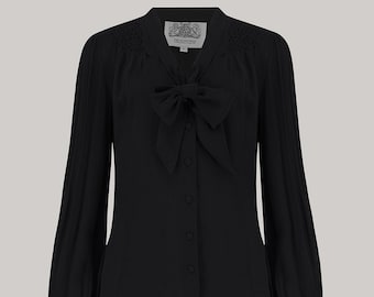 Eva Blouse in Liquorice Black by The Seamstress of Bloomsbury | Authentic 1940's Inspired Designs