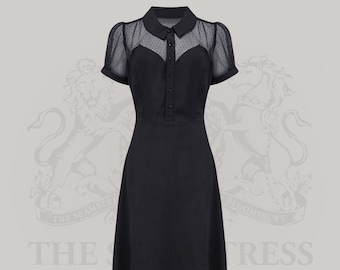 Florance Dress in Liquorice Black by The Seamstress of Bloomsbury | Authentic Vintage 1940's Style