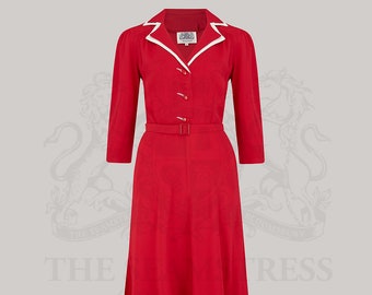 Lisa-Mae Shirtdress in Lipstick Red by The Seamstress of Bloomsbury | Authentic 1940's Style Designs