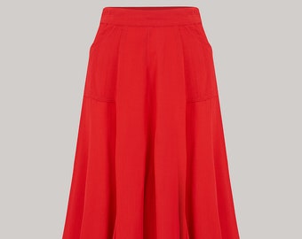 Fit & Flare Skirt in Lipstick Red by The Seamstress of Bloomsbury | Authentic 1940's Style Clothing