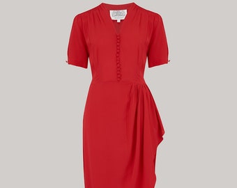 Mabel Dress in Lipstick Red by The Seamstress of Bloomsbury | Authentic Vintage 1940s Style