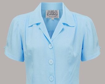 Grace Blouse in Powder Blue by The Seamstress of Bloomsbury | Authentic Vintage 1940s Style