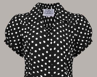 Judy Blouse in Black Polka by The Seamstress of Bloomsbury | Authentic Vintage 1940s Style