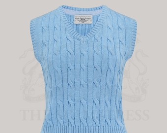 Cable Knit Slipover in Powder Blue by The Seamstress of Bloomsbury | Authentic Vintage 1940's Style