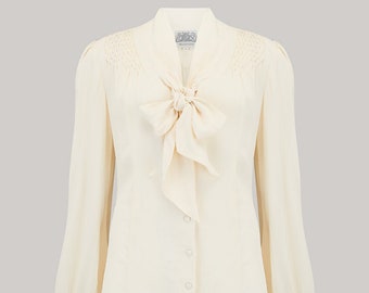 Eva Blouse Long Sleeve in Cream by The Seamstress of Bloomsbury | Authentic 1940's Inspired Designs