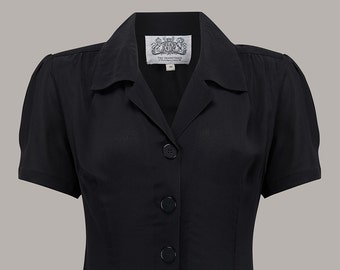 Grace Blouse in Liquorice Black by The Seamstress of Bloomsbury | Authentic Vintage 1940's Style