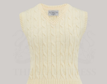 Cable Knit Slipover in Cream by The Seamstress of Bloomsbury | Authentic Vintage 1940's Style