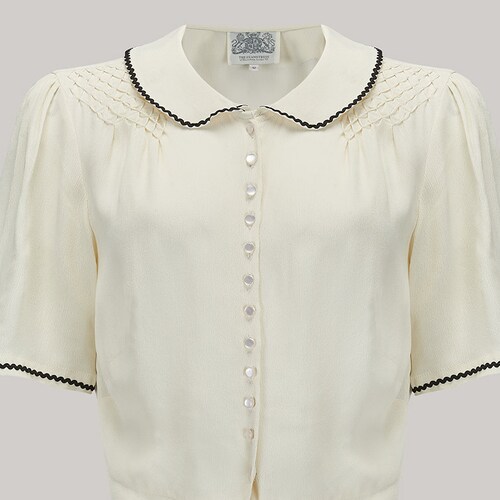 Helen Blouse in Cream black Ricrac by the Seamstress of Etsy