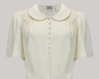 Helen Blouse in Cream (Cream Ric-Rac) by The Seamstress of Bloomsbury | Authentic Vintage 1940's Style