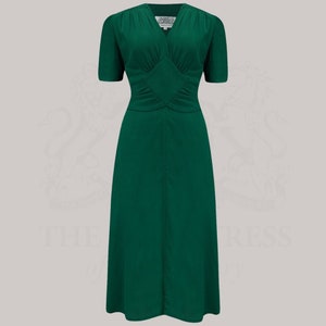 Ruby Kleid in Hampton Green | Vintage 1940s Style Damen Kleid | Die Näherin von Bloomsbury