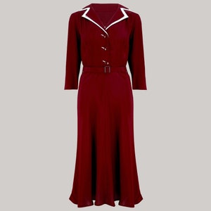 Lisa-Mae Shirtdress in Windsor Wine by The Seamstress of Bloomsbury | Authentic 1940s Style Designs