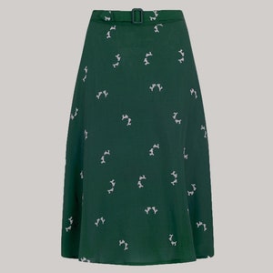 Tellerrock im Grünen Doggy Print | Vintage 1940s Style Damenrock | Die Näherin von Bloomsbury