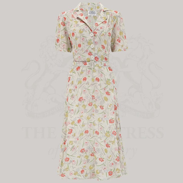 Lisa Dress in Georgette (Poppy Print) by The Seamstress of Bloomsbury | Authentic Vintage 1940s Style
