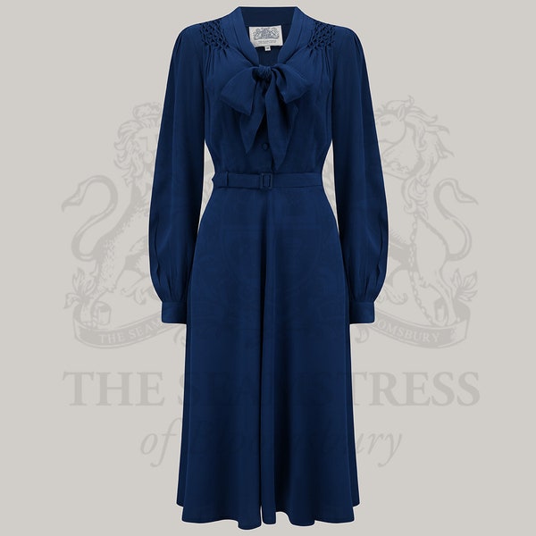 Eva Dress in French Navy by The Seamstress of Bloomsbury | Authentic 1940's Inspired Designs