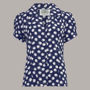 Judy Blouse in Navy Moonshine | Vintage 1940s Style Women&#39;s Blouse | The Seamstress of Bloomsbury