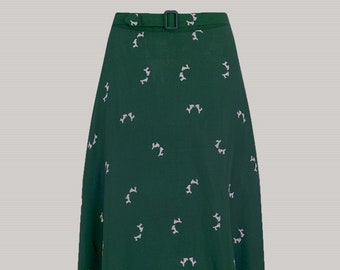 Circle Skirt in Green Doggy Print by The Seamstress of Bloomsbury | Authentic Vintage 1940's Style