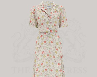 Lisa Dress in Georgette (Poppy Print) by The Seamstress of Bloomsbury | Authentic Vintage 1940s Style