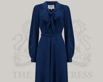 Eva Dress in French Navy by The Seamstress of Bloomsbury | Authentic 1940's Inspired Designs