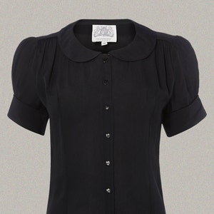 Jive Blouse in Liquorice Black by The Seamstress of Bloomsbury | Authentic Vintage 1940's Style