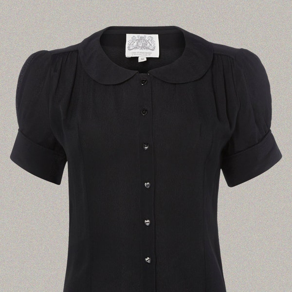 Jive Blouse in Liquorice Black by The Seamstress of Bloomsbury | Authentic Vintage 1940's Style