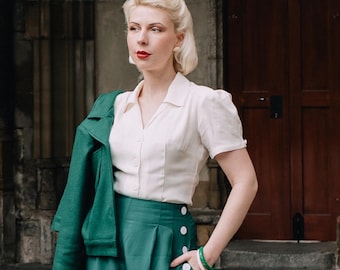 Grace Blouse in Crème van The Seamstress of Bloomsbury | Authentieke vintage stijl uit de jaren 40