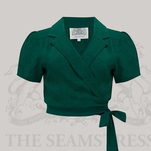 Greta Blouse in Hampton Green | Vintage 1940s Style Women&#39;s Blouse | The Seamstress of Bloomsbury
