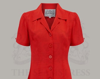 Grace Blouse in Lipstick Red by The Seamstress of Bloomsbury | Authentic Vintage 1940s Style