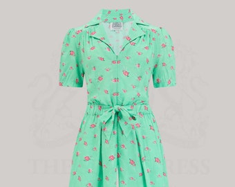 Emma Playsuit in Mint Rose Print by The Seamstress of Bloomsbury | Authentic Vintage 1940s Style