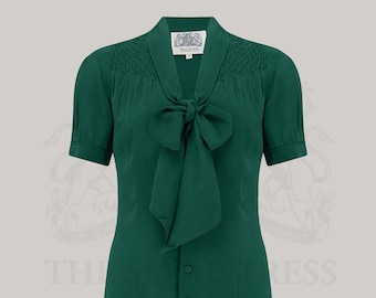 Eva Blouse Short Sleeve in Hampton Green by The Seamstress of Bloomsbury | Authentic 1940's Inspired Designs