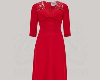 Veronica Dress in Lipstick Red by The Seamstress of Bloomsbury | Classic 1940s Authentic Vintage Style