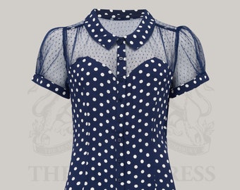 Florance Blouse in Navy Polka by The Seamstress of Bloomsbury | Authentic Vintage 1940's Style