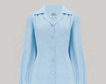 Poppy Blouse in Powder Blue by The Seamstress of Bloomsbury | Authentic Vintage 1940s Style