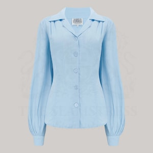 Poppy Bluse in Taubenblau | Vintage 1940er Jahre Stil Damen Bluse | Die Näherin von Bloomsbury