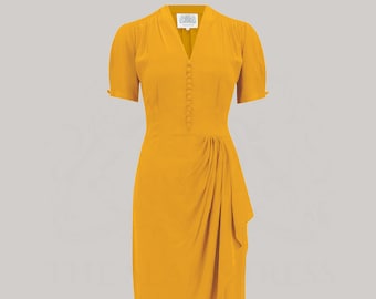 Mabel Dress in Mustard by The Seamstress of Bloomsbury | Authentic Vintage 1940s Style