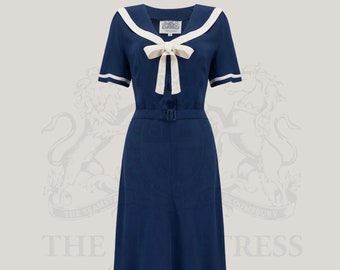 Patti Sailor Dress in French Navy by The Seamstress of Bloomsbury | Authentic Vintage 1940's Style