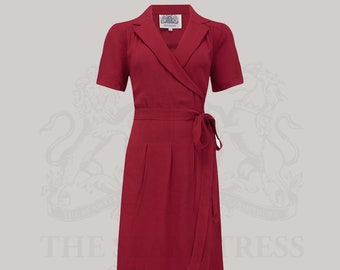 Peggy Wrap Dress in Windsor Wine by The Seamstress of Bloomsbury | Authentic Vintage 1940's Style