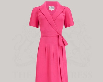 Peggy Wrap Dress in Raspberry by The Seamstress of Bloomsbury | Authentic Vintage 1940's Style