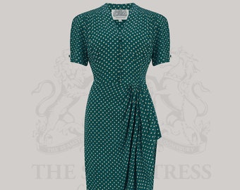 Mabel Dress in Green Ditzy Dot by The Seamstress of Bloomsbury | Authentic Vintage 1940s Style