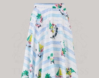 Isabelle Skirt in Cotton Seaside Print by The Seamstress of Bloomsbury | Authentic Vintage 1940's Style