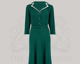 Lisa-Mae Shirtdress in Hampton Green by The Seamstress of Bloomsbury | Authentic 1940's Style Designs
