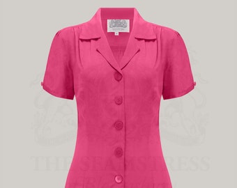 Grace Blouse in Raspberry by The Seamstress of Bloomsbury | Authentic Vintage 1940s Style