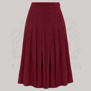 Lucille Pleated Skirt in Windsor Wine by The Seamstress of Bloomsbury | Authentic Vintage 1940s Style