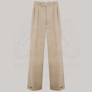 Men&#39;s 1940s Trousers in Stone (with complimentary braces) | Authentic Vintage 1940s Mens Style | The Seamstress of Bloomsbury