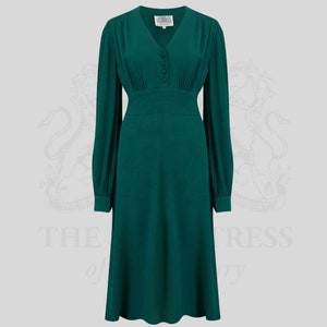 Vestido Ava en verde Hampton / Vestido vintage de mujer estilo años 40 / The Seamstress of Bloomsbury