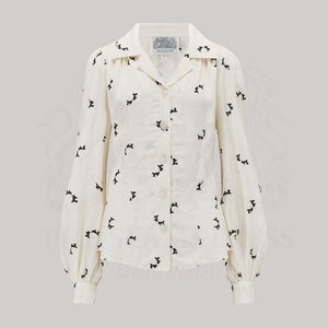 Poppy Bluse in Creme Doggy | Vintage 1940er Jahre Stil Damen Bluse | Die Näherin von Bloomsbury